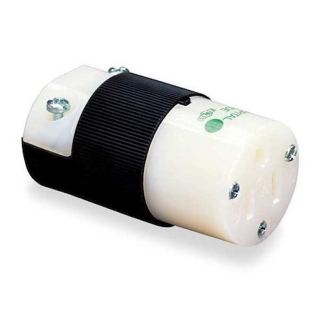 Hubbell Wiring Device-Kellems Straight Blade Connector, 5-15R, 15 A, 125V AC, 2 Pole, 3 Wire, Screw Terminals, Black, White HBL8219C