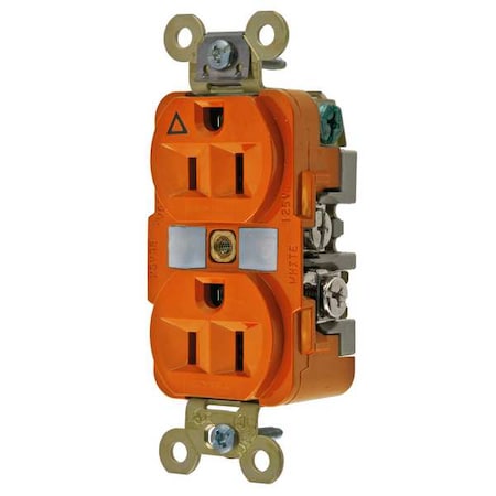 Hubbell Wiring Device-Kellems Duplex Straight Blade Receptacle, 5-15R, 15 A, 125V AC, 2 Pole, 3 Wire, Flush Mount IG5262