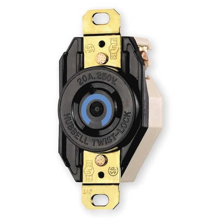 Hubbell Wiring Device-Kellems Locking Receptacle, L6-20R, 20 A, 250V AC, Single Phase, 2 Pole, Flush Mount, Screw Terminals HBL2320