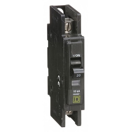 Square D Miniature Circuit Breaker, QO Series, 20A, 1 Pole, 120/240V AC, 10kA at 120/240V AC QOU120
