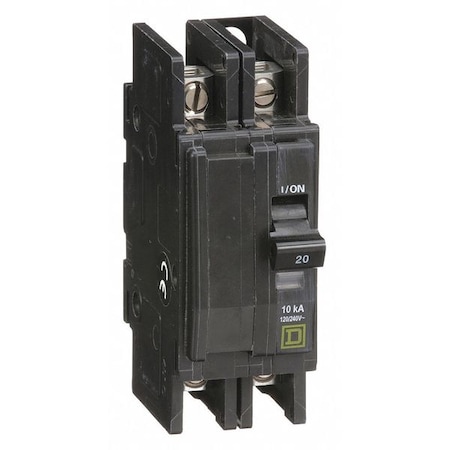 Square D Miniature Circuit Breaker, QO Series, 20A, 2 Pole, 120/240V AC, 10kA at 120/240V AC QOU220