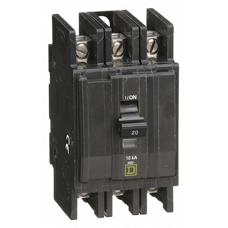 Square D Miniature Circuit Breaker, QO Series, 20A, 3 Pole, 120/240V AC, 10kA at 120/240V AC QOU320