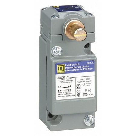 Telemecanique Sensors Heavy Duty Limit Switch, No Lever, Rotary, 1NC/1NO, 10A at 600V AC, Actuator Location: Side 9007C54A2