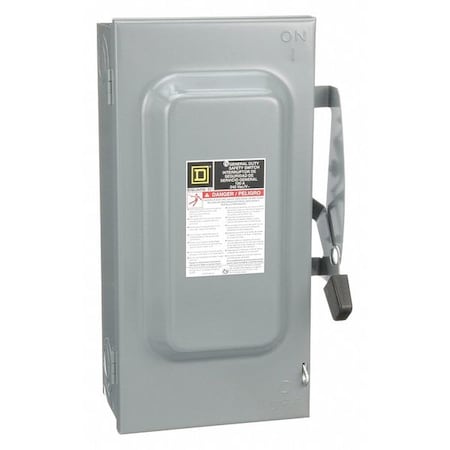 SQUARE D Fusible Safety Switch, General Duty, 240V AC, 2PST, 100 A, NEMA 1 D223N
