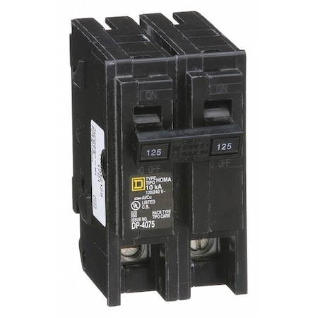 Square D Miniature Circuit Breaker, HOMELINE Series, 125A, 2 Pole, 240V AC, 10kA at 240V AC HOM2125