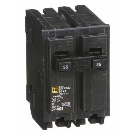 Square D Miniature Circuit Breaker, HOMELINE Series, 35A, 2 Pole, 240V AC, 10kA at 240V AC HOM235