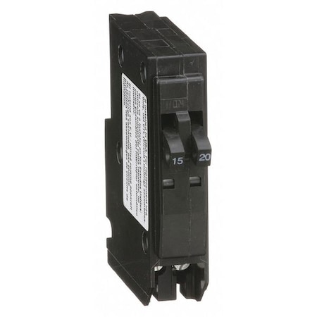 Square D Miniature Circuit Breaker, QO Series, 15/20A, 1x1, 1x1 Pole, 120/240V AC, 10kA at 120/240V AC QO1520