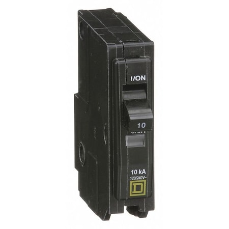 Square D Miniature Circuit Breaker, QO Series, 10A, 1 Pole, 120/240V AC, 10kA at 120/240V AC QO110
