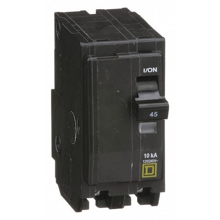 Square D Miniature Circuit Breaker, QO Series, 45A, 2 Pole, 120/240V AC, 10kA at 120/240V AC QO245