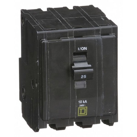 Square D Miniature Circuit Breaker, QO Series, 25A, 3 Pole, 120/240V AC, 10kA at 120/240V AC QO325