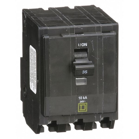 Square D Miniature Circuit Breaker, QO Series, 35A, 3 Pole, 120/240V AC, 10kA at 120/240V AC QO335