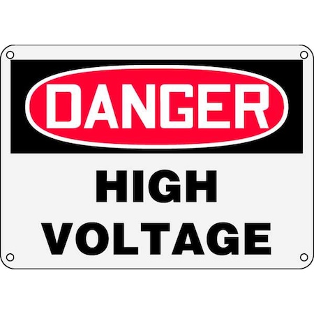 Accuform Danger Sign, 10X14", R and BK/Wht, HV, HV, MELC114XP MELC114XP