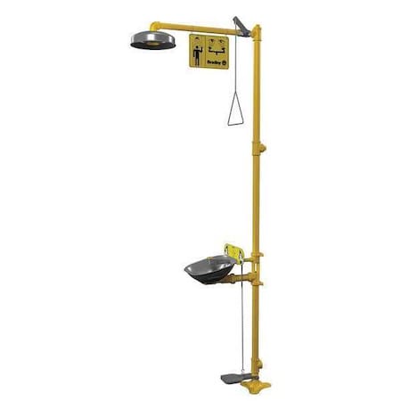 Bradley Shower with Eyewash, Floor/Wall Mount, Galvanized Steel Pipe, 94 1/8 in H, Stainless Steel Bowl S19314UU