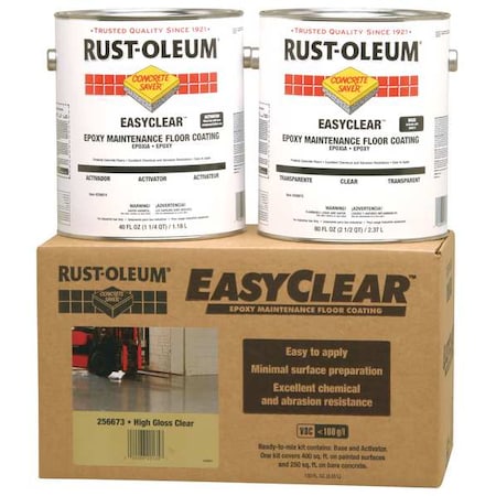 RUST-OLEUM 1 gal Containers, Partial Fill Activator 40 fl oz; Base 80 fl oz Floor Coating, High Gloss Finish 256673