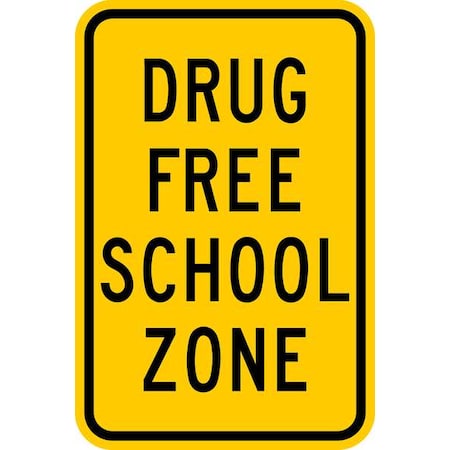 Brady School Zone Sign, 12 in W, 18 in H, English, Aluminum, Black, Yellow 141814