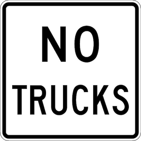 Lyle No Trucks Traffic Sign, 24 in H, 24 in W, Aluminum, Square, English, R5-2A-24DA R5-2A-24DA