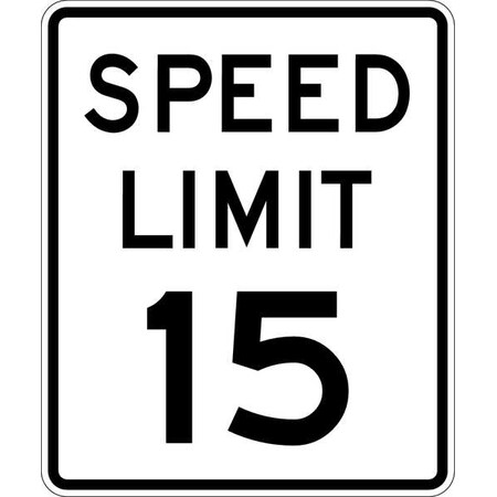 Lyle Speed Limit 15 Traffic Sign, 24 in H, 18 in W, Aluminum, Vertical Rectangle, R2-1-15-18DA R2-1-15-18DA