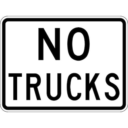 LYLE No Trucks Traffic Sign, 18 in H, 24 in W, Aluminum, Horizontal Rectangle, English, R5-2P-24DA R5-2P-24DA