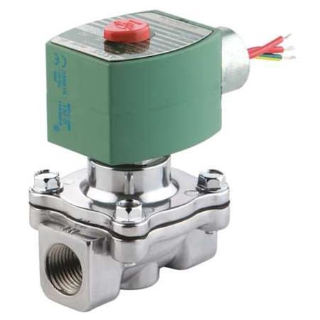 Asco Solenoid Valve, 2-Way, 2-Position, Normally Open, 1/2 in Pipe Size, 120V AC, High Flow, Aluminum 8215G023
