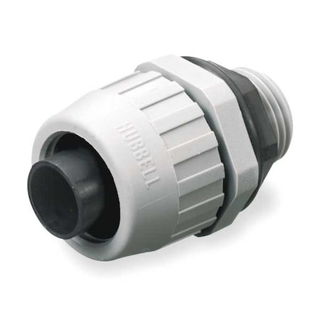 Hubbell Wiring Device-Kellems Conduit Fitting Connector, 1/2 in, Threaded, Nylon, Gray P050NGYA