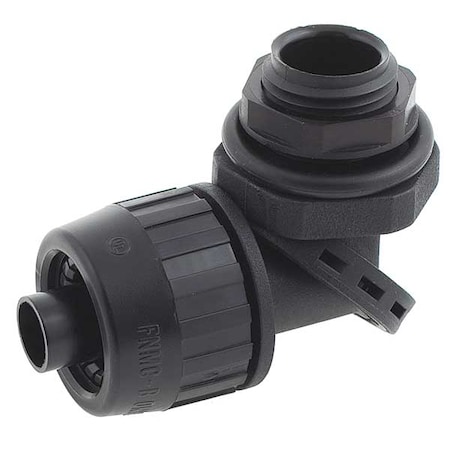 HUBBELL WIRING DEVICE-KELLEMS Insulated Connector, 3/4 In., Nylon, 90 Deg PS0759NBK