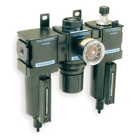 Wilkerson Filter/Regulator/Lubricator, 1/4 In. NPT C18-02-FLG0