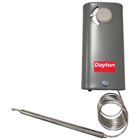 Dayton Line Volt Mechanical Tstat, Open/Close on Rise, -30 Degrees to 90 Degrees F, SPDT 6EDY7