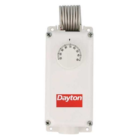 Dayton Line Volt Mechanical Tstat, Heat/Cool, 30-100 Degrees F, 24 to 600VAC, Hydraulic Air Coil, Plastic 6EDY5