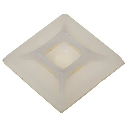 Zoro Select Cable Tie Mounting Pad, 4 Entries, Nylon 6/6, 0.2 in Slot Wd, 0.07 in Slot Ht, Natural, 100 PK 6EEE8