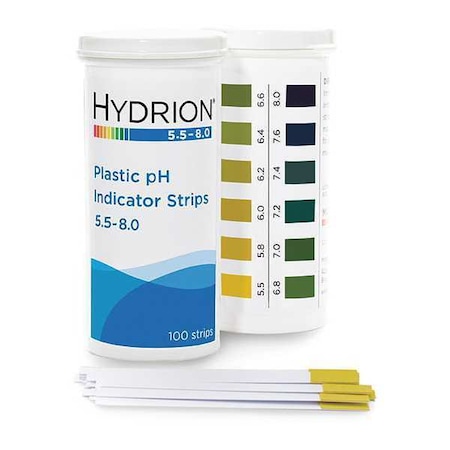 HYDRION pH Strips, Hydrion Spectral, 5.5-8, PK100 9700