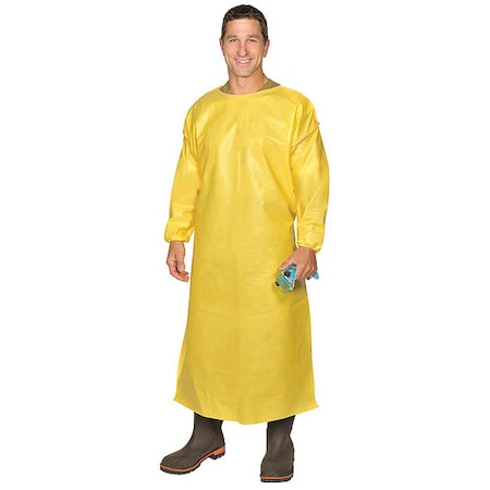 Lakeland Chemical Resistant Bib Apron, ChemMax(R) 1, Yellow, 53 in, 30 in x 49 in PBLC55657