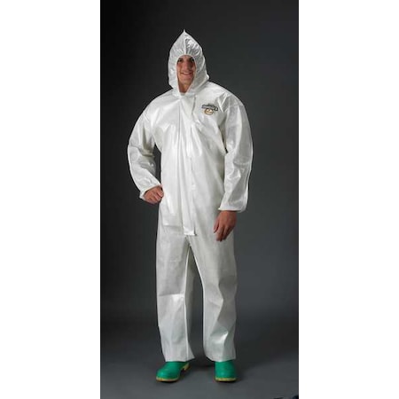 Lakeland Chemical Resistant Coveralls, Hooded Coverall, 2XL, ChemMax(R) 2, Elastic Wrist, Elastic Ankle PBLC44428-2X