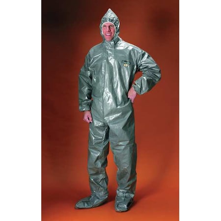 Lakeland ChemMax Hooded Chemical Resistant Coveralls, Polypropylene, 4.5 oz Fabric Weight, 30 in Inseam, 2xl PBLC3T151-2X