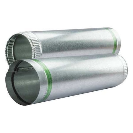 Greenseam Round Rigid Ducts, 14 in Duct Dia, Galvanized Steel, 24 ga GA, 60" L GR60SPBGP14GA24