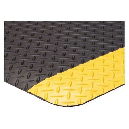 Condor Antifatigue Mat, 3 ft. L x 2 ft. W, 9/16" Thickness, Vinyl, Diamond Plate, Black/Yellow 6ENJ2