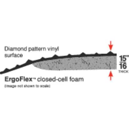 Notrax Antifatigue Mat, 5 ft. L x 3 ft. W, 1" Thickness, Vinyl, Diamond Plate, Black/Yellow 6ENL3