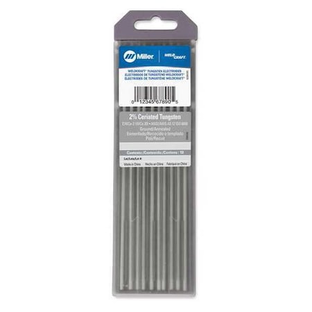 Miller Electric 7" Tungsten Electrode 3/32" Dia., Pk10 WC332X7