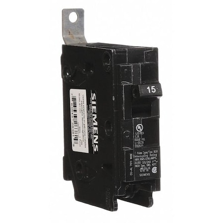 Siemens Miniature Circuit Breaker, BL Series, 15A, 1 Pole, 120/240V AC, 22kA at 120/240V AC B115H