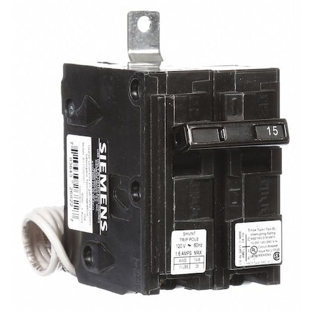 Siemens Miniature Circuit Breaker, BL Series, 15A, 1 Pole, 120/240V AC, 10kA at 120V AC B11500S01