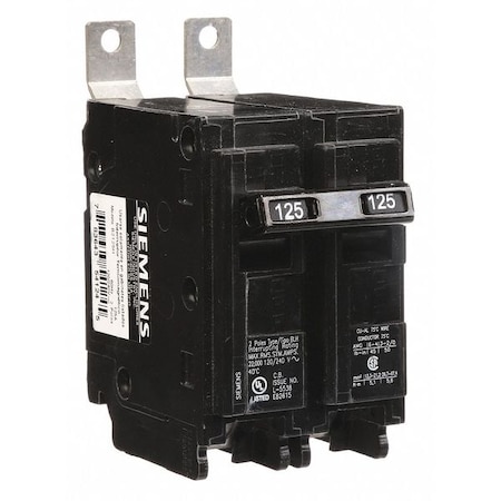 Siemens Miniature Circuit Breaker, BL Series, 125A, 2 Pole, 120/240V AC, 22kA at 120/240V AC B2125H