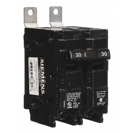 Siemens Miniature Circuit Breaker, BL Series, 30A, 2 Pole, 120/240V AC, 22kA at 120/240V AC B230H