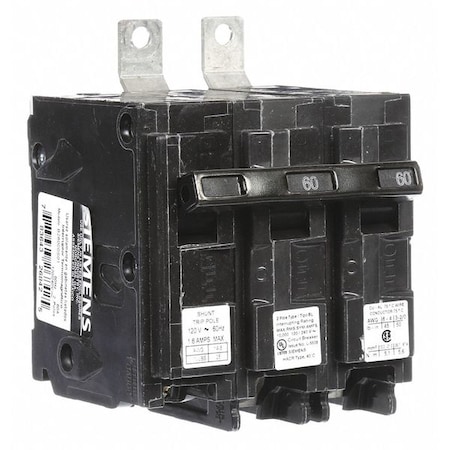 Siemens Miniature Circuit Breaker, BL Series, 60A, 2 Pole, 120/240V AC, 10kA at 120/240V AC B26000S01