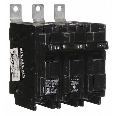 Siemens Miniature Circuit Breaker, BL Series, 15A, 3 Pole, 240V AC, 22kA at 240V AC B315H