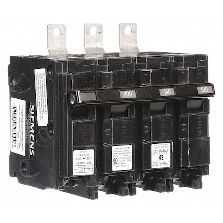 Siemens Miniature Circuit Breaker, BL Series, 100A, 3 Pole, 120/240V AC, 65kA at 240V AC B3100HH00S01