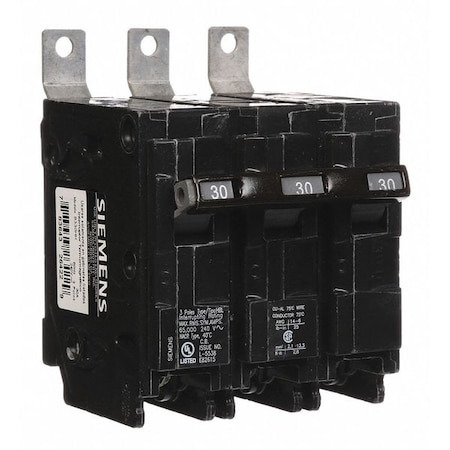 Siemens Miniature Circuit Breaker, BL Series, 30A, 3 Pole, 240V AC, 65kA at 240V AC B330HH
