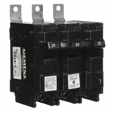 Siemens Miniature Circuit Breaker, BL Series, 25A, 3 Pole, 240V AC, 22kA at 240V AC B325H
