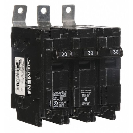Siemens Miniature Circuit Breaker, BL Series, 30A, 3 Pole, 240V AC, 22kA at 240V AC B330H