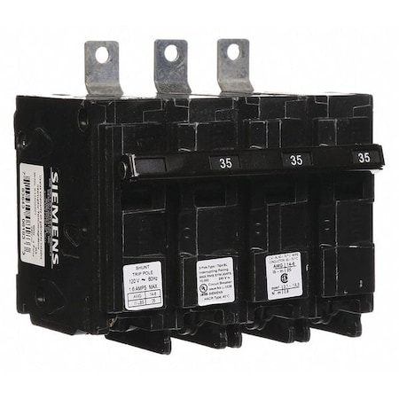 Siemens Miniature Circuit Breaker, BL Series, 35A, 3 Pole, 120/240V AC, 10kA at 240V AC B33500S01