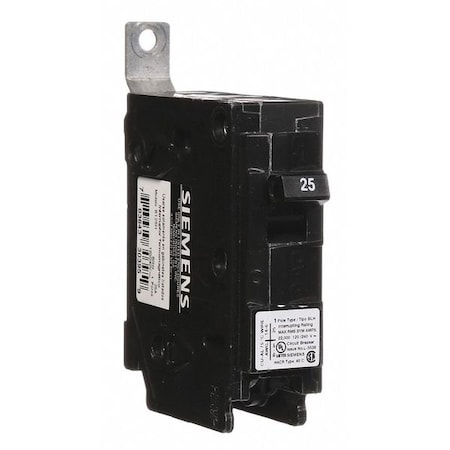 Siemens Miniature Circuit Breaker, BL Series, 25A, 1 Pole, 120/240V AC, 22kA at 120/240V AC B125H