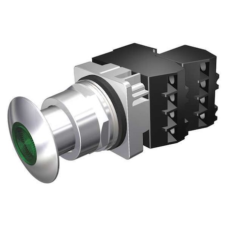 Siemens Push Button Operator, Mushroom Head, Momentary Action, Not Applicable Release, Illuminated, Green 52PP3G3U